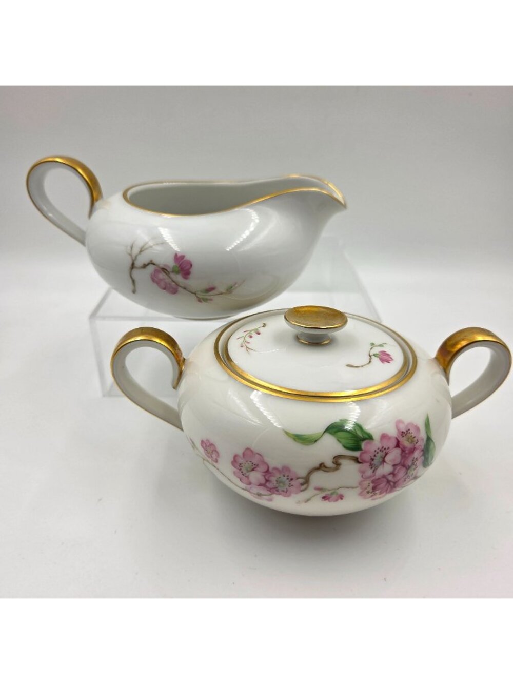 Heinrich H&C Blossomtime White 2 Piece Set Creamer & Sugar Bowl with Lid